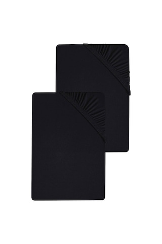 2 Adet Düz Pamuklu Tek Kişilik 80 X 200 X 30 Cm Lastikli Penye Çarşaf Siyah