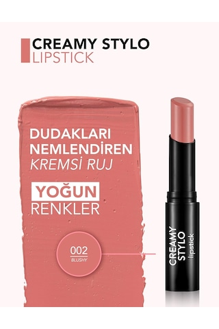 Flormar Yarı Parlak Stick Ruj- Creamy Stylo Lipstick -002 Blushy -8682536013628 Genel