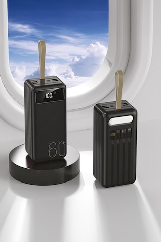 Torima TRM-1060 60000 mAh Ledli 4 Çıkışlı Taşınabilir Hızlı Şarj Dijital Göstergeli Powerbank Siyah