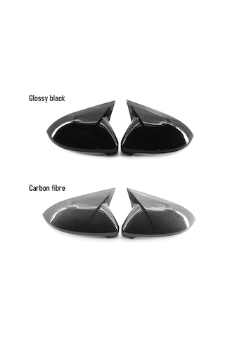 Wezone Vw Golf 7 2014-2019 Yapışkanlı Karbon Fiber Yan Ayna Kapakları - Siyah Parlak