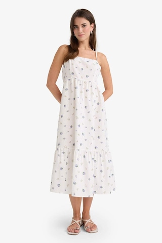 Defacto Kare Yaka Floral Poplin Askılı Midi Elbise F8909ax25auwt32 Beyaz