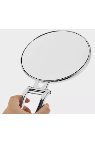 Gaman 2X Büyüteçli Yuvarlak Gümüş Portatif Makyaj Aynası