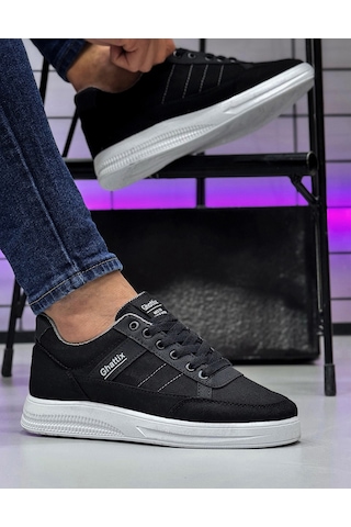 Ghattix Erkek Keten Sneaker Ayakkabı Siyah Siyah Siyah Siyah