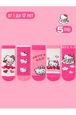 Hello Kitty Çocuk Yüksek Konçlu Hello Kitty Çoraplar 5 Çift 468315366 Pembe