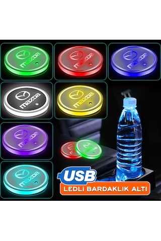 Mazda Uyumlu Ledli Bardaklık Altı Usb Şarjlı 2 Adet