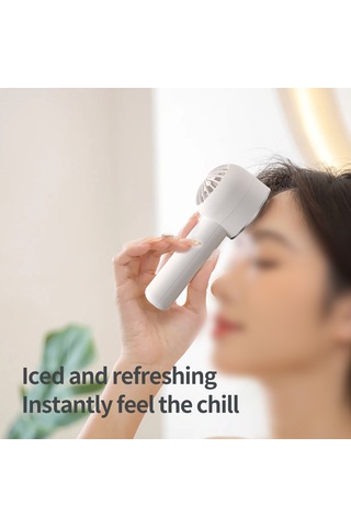 Springsun Usb Şarjlı Mini Fan, 3 Hızlı Soğutma, Dondurucu Mod, Telefon Tutucu, Taşınabilir Beyaz 1200mah Batarya Beyaz