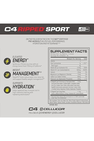 C4 Ripped Sport Pre Workout Powder Arctic Snow Cone Weight Loss - 30 Servings-usa Versiyon
