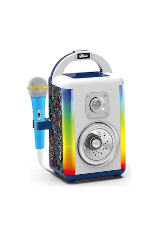 Mikrofonlu Bluetootlu Kareoke Seti Işıklı Çok Fonksiyonlu