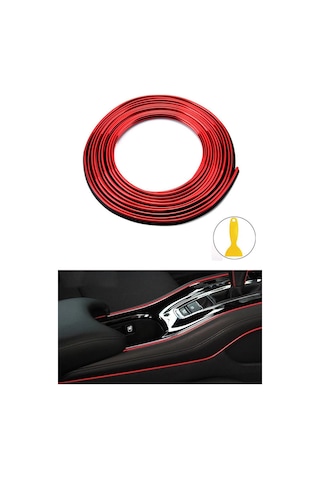 Trim Fitil Kırmızı Yeni Nesil Araç Içi Ip Şerit Balık Sırtı Nikelajlı 5 Metre