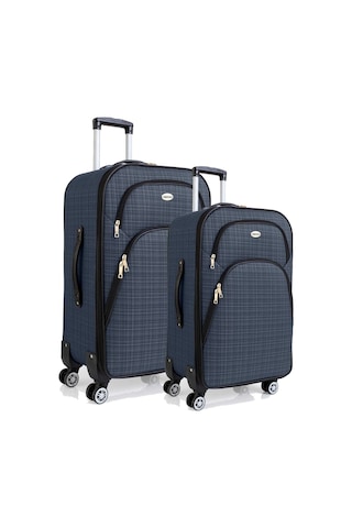 Gedox Orta Ve Kabin Boy Valiz Seti 4 Teker Kumaş Valiz Lacivert 1