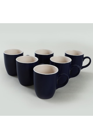 Keramika Mat Kobalt  / Beyaz Bulut Kupa 9 Cm 6 Adet