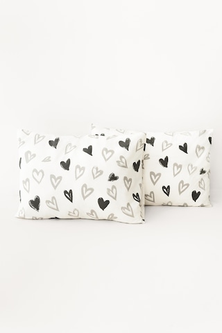 Soley Mix & Match Lover %100 Pamuk 2'li Yastık Kılıfı Seti Beyaz