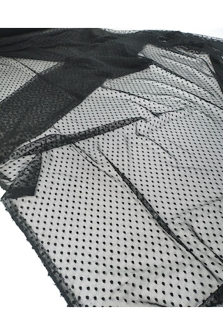 Siyah Renkte Puantiyeli Tül En 140 Cm X Boy 400 Cm -10206 Siyah