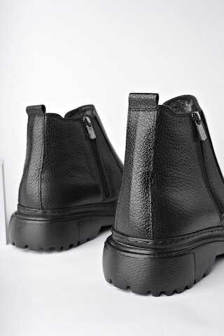 Muggo İcardi Garantili Hakiki Deri Fermuarlı İçi Kürklü Eva Taban Erkek Kışlık Bot 001