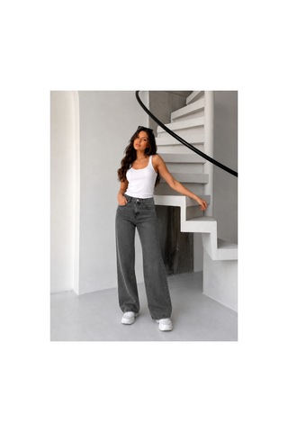 Kene Jeans Kar Siyah Arka Cep Nakışlı Kemer Tokalı Boru Paça Pantolon Jeans Siyah