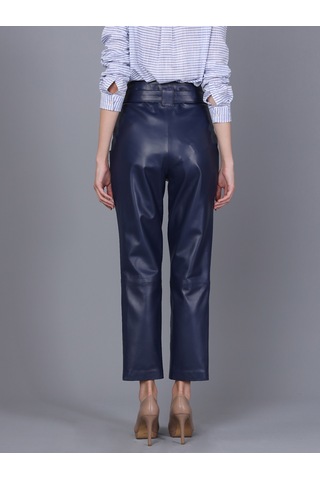 Basics&more Kadın Hakiki Deri Pantolon P01 Koyu Mavi