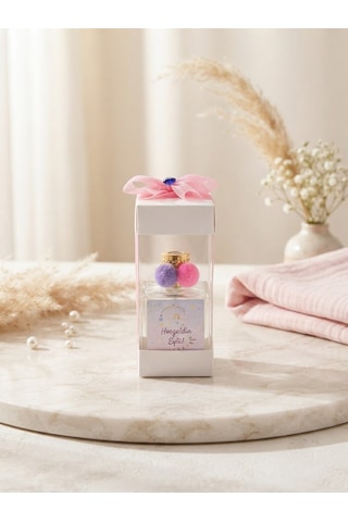 Kişiye Özel İsim Etiketli 50 Cc Cam Şişe Japon Kirazı Oda Kokusu Süslemeli Bebek Doğum Hediyeliği 20 Li Paket Renk Seçenekli