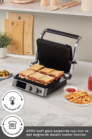 Karaca Compact Steel Sear and Grill Inox 2008 2000 W Izgara ve Tost Makinesi