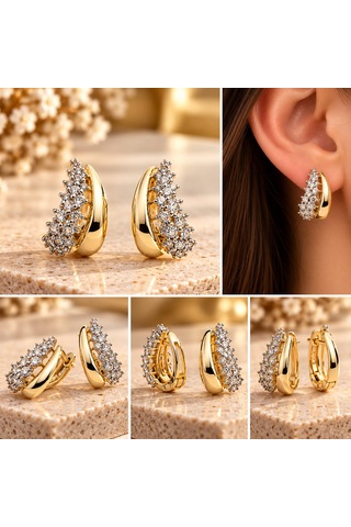 Paslanmaz Çelik Altın İşçiliği Küpe Gold Paslanmaz Çelik Altın İşçiliği Küpe Gold