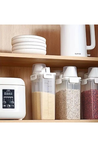 Ölçü Kabı Kapaklı Bakliyat Saklama Kabı - Kulplu Tasarım - 1800 Ml Sarı