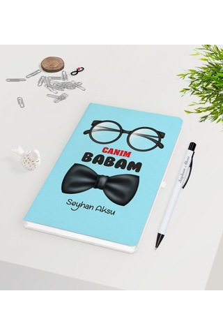 Kişiye Özel Canım Babam Tasarımlı Beyaz Defter Kalem Seti - Model N11.1345