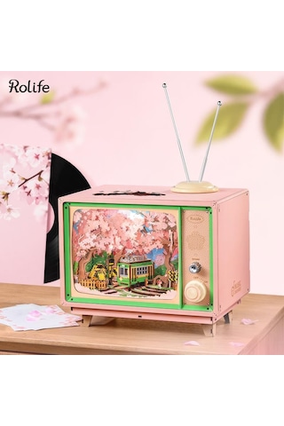 Rolife Amt02 Tv Görünümlü Müzik Kutusu Sakura Dreamy Tour Dıy Minyatür Maket Model Seti Ahşap 3d Wooden Puzzle 3d Model Kit Detaylı Dekoratif Hobi Seti Ahşap Maket