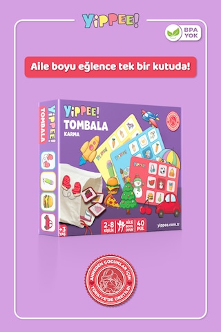 Çocuk Tombala Karma Temalı Ham Bez Kese 8 Tabla 40 Pul 60 Parça