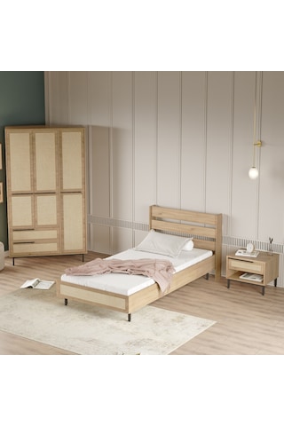 Robin Home Lidya Genç Odası Takımı 3'lü Set Sepet-uv Baskı Jüt Kahverengi