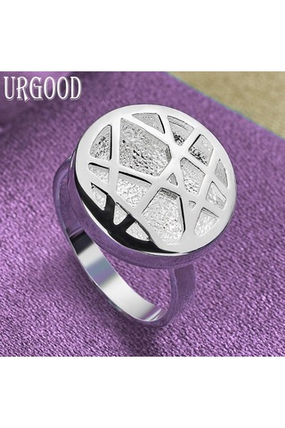 925 Ayar Gümüş Desenli Yuvarlak Yüzük Güzel Hediye Takı 8