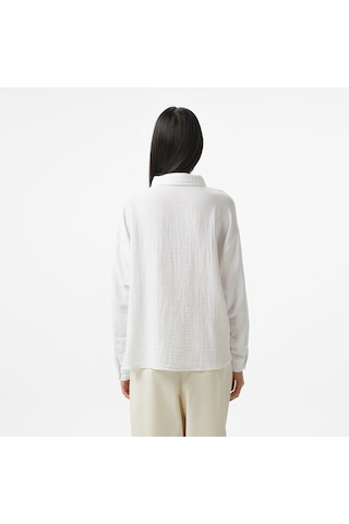 Nautica Kadın Beyaz Oversize Fit Gömlek Düz 55w072t Beyaz
