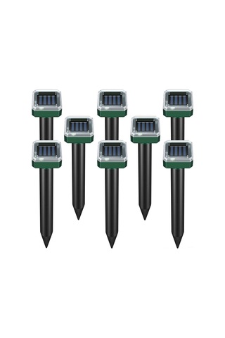 Ximistore9 Güneş Enerjili Ultrasonik Hayvan Kovucu, 40 Fişek Çapında Etki Alanı, Seri Nli Kli , 8 Adet Yeşil Plasti K Model