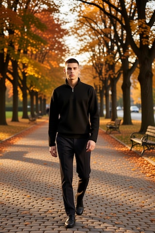 Benerly Erkek Dik Yaka Fermuarlı Standart Kol Polar Sweatshirt Fonksiyone siyah