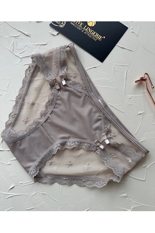 Arya Japon Style Arkası Tül Cut-out Dantel Detaylı Cheeky Külot/s Bej