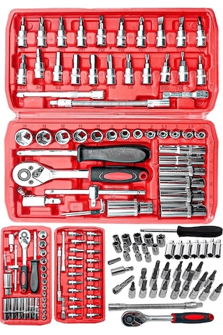 Yeni Nesil Lokma Anahtar Tamir Takımı 53 Adet 1/4 Cırcır Tork Anahtarı Soket Seti Oto Tamir Seti