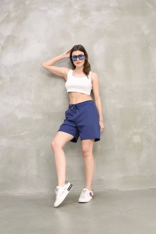 Osy Modal Yumuşak Dokulu Kumaş Kadın Kısa Şort - Mavi Mavi