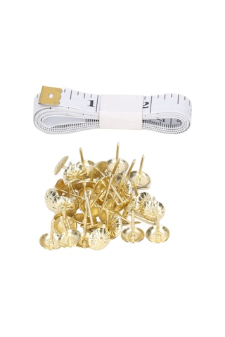 Hfambition 100 Adet Karbon Çelik Mobilya Dekorasyon Çivi Seti, Altın Uçlu, Ahşap Sanat Eserleri, Divanlar İçin, Esnek Cetvel Ve Eldivenle