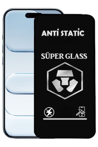 Apple Uyumlu iPhone 17 Anti Static Toz Tutmayan Çerçeveli Temperli Ekran Koruyucu Cam