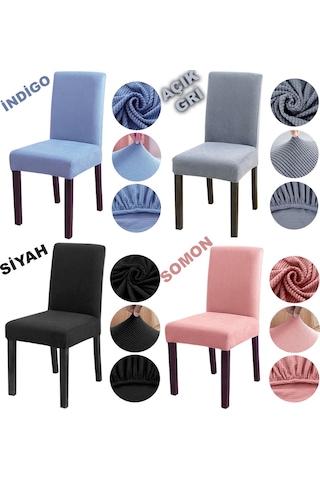 Bambu Nano Kumaş Likralı Yıkanabilir 6'Lı Sandalye Kılıfı