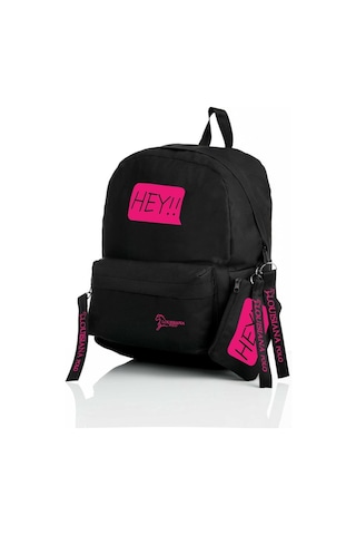 Laptop Bölmeli Okul Çantası Hey!!! Siyah Pembe 1525