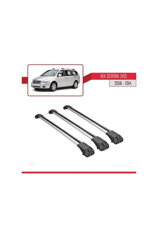 Kia Sedona Vq 2006-2014 Arası İle Uyumlu Ace-1 Ara Atkı Tavan Barı Gri 3 Adet Bar