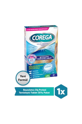 Corega Beyazlatıcı Diş Protezi Temizleyici Tablet 30'lu x 3 Paket