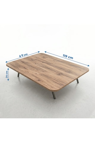 Ahşap Renk Oval Kenarlı Katlanabilir Yer Sofrası Ve Yemek Masası 119x69 Cm Metal Ayaklı 6 Kişilik Masa Ceviz
