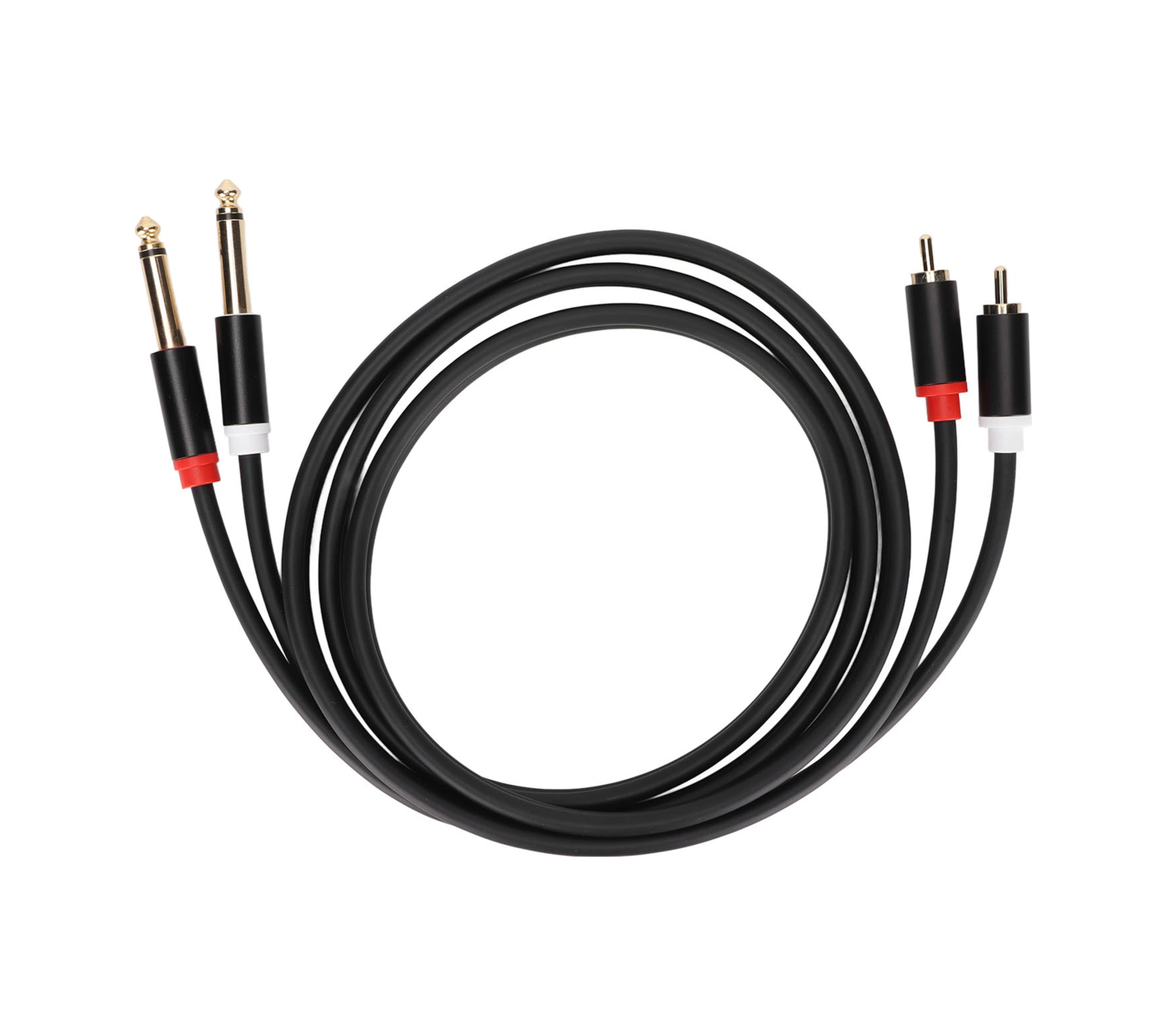 Shineyee 1.5m Pvc Bakır Çekirdekli 6.35mm Çift Rca-erkek Çift Ts 1/4in Mono Ses Kablosu, Cd/dvd İle Mikser-güç Amfi Bağlantısı, Alüminyum Kasa, Çift Katlı Gövde, Altın Kaplı Soket