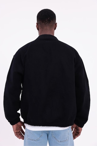 Freemen Erkek Basic Gabardin Kumaş Fermuarlı Oversize Mevsimlik Polo Yaka Ceket Siyah