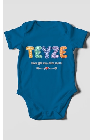 Morivokids Teyze Anne Gibi Ama Daha Cool Kısa Kollu Bebek Body %100 Pamuk Koyu Mavi