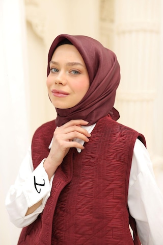 Silk Home Desenli Shiny Eşarp - 8647 - Yeni Bordo Yeni Bordo