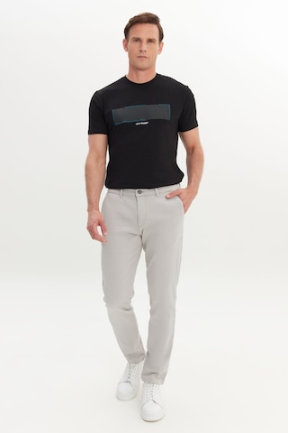 AC&Co / Altınyıldız Classics Erkek Grı Pamuklu Slim Fit Dar Kesim Yan Cep Casual Pantolon Gri
