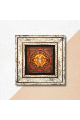 Sri Yantra Taş Duvar Tablosu - Çerçeveli Taş Tablo - Dekoratif Duvar Sanatı - Modern Ev Ve Ofis Duvar Dekoru T1-172