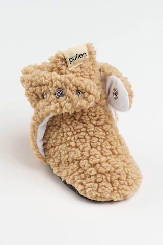 Organik Pamuk Astarlı, Bebek İlk Adım Ayakkabısı, Kaydırmaz Taban, Bebek Pandufu, Bej Patik Bej