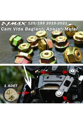 Nmax 125-155 Cam Vida Somunu 2015-2022 4 Adet Metal Set